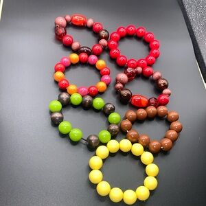 6ct Colorful Wooden Beaded Stretch Bracelets